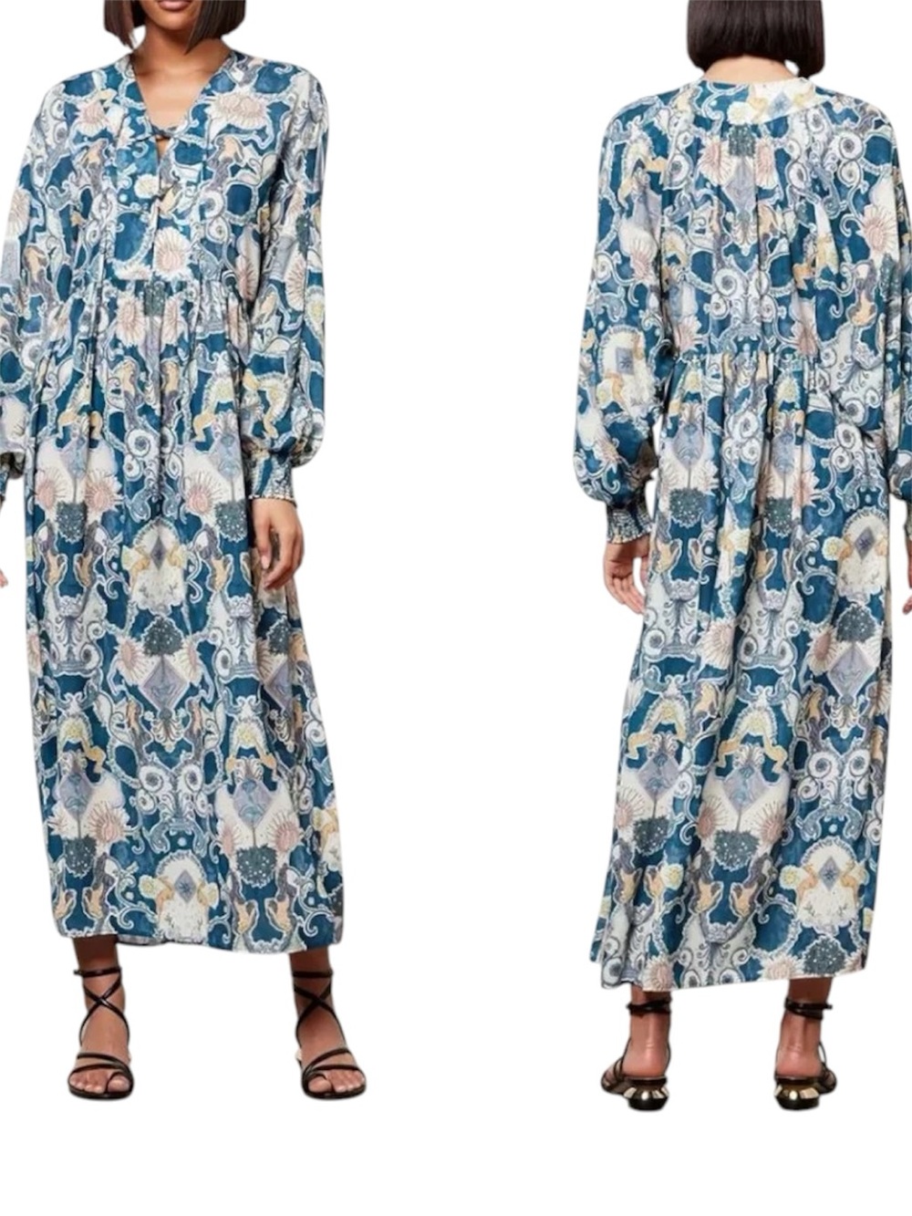 See by Chloé "The Lovers" Tarot Print Crepe Lace-Up Maxi Dress - Sz 44 (US 12)